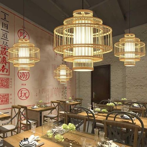 创意中式竹艺编茶室餐厅饭店复古国潮民宿火锅店网红吊灯商用店铺