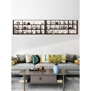 实木壁挂式摆件架茶具茶壶茶杯架子多功能组合置物架多宝格博古架