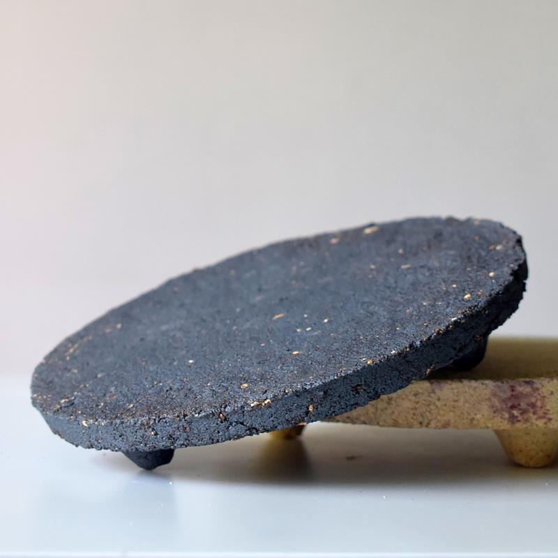 中式禅意粗陶壶承垫侘寂干泡台壶托 托支架炉垫三足底座底托 托吸