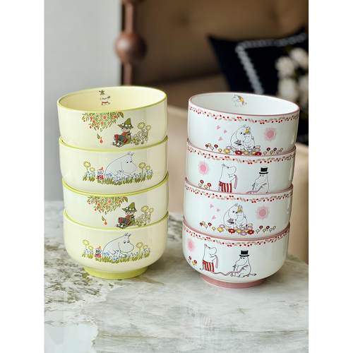 家用高温强化瓷餐具碗碟可爱芬兰姆明米饭碗菜盘子乔迁礼物高级感