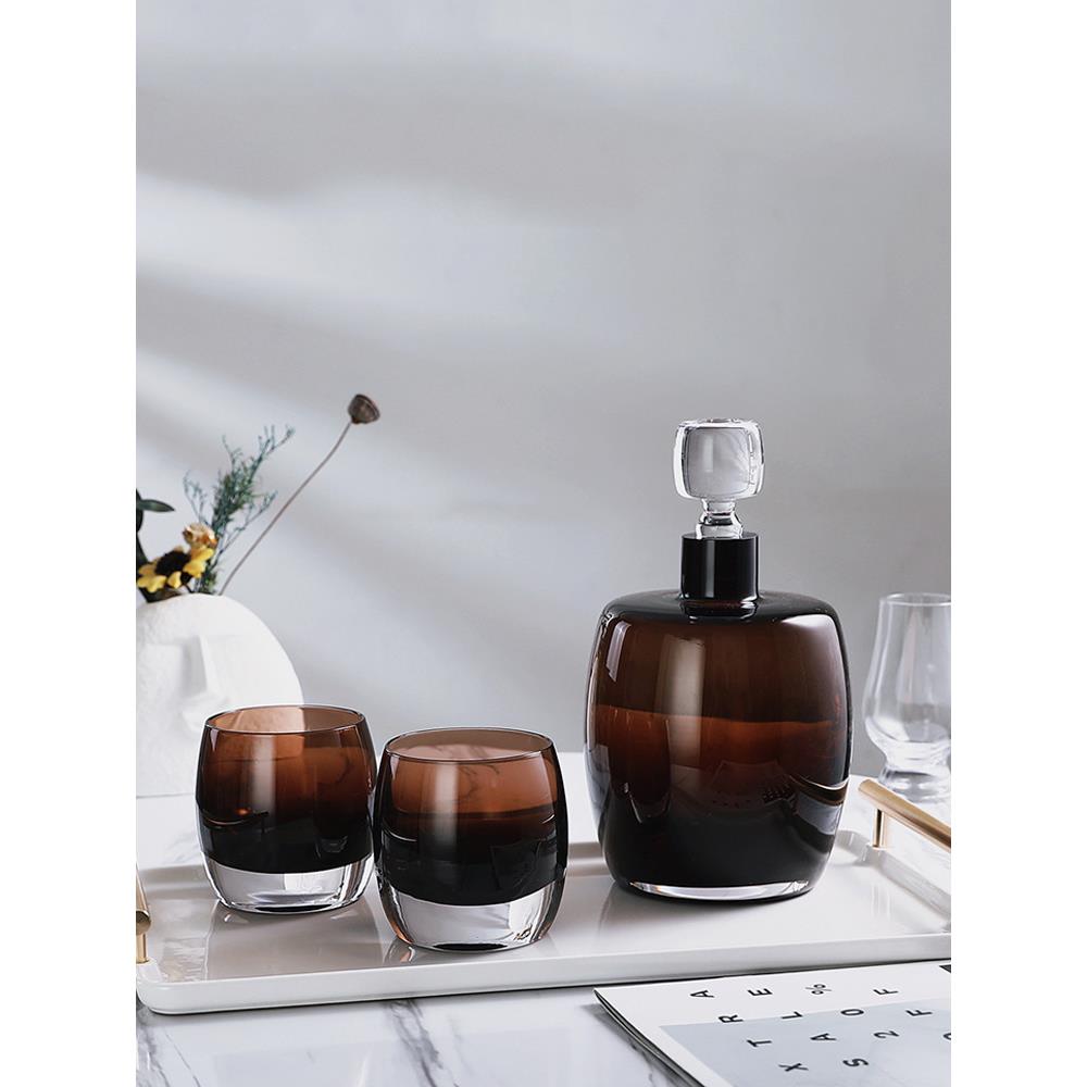 高档轻奢酒樽酒壶洋酒具水晶玻璃威士忌酒杯酒瓶会所总裁酒柜摆件