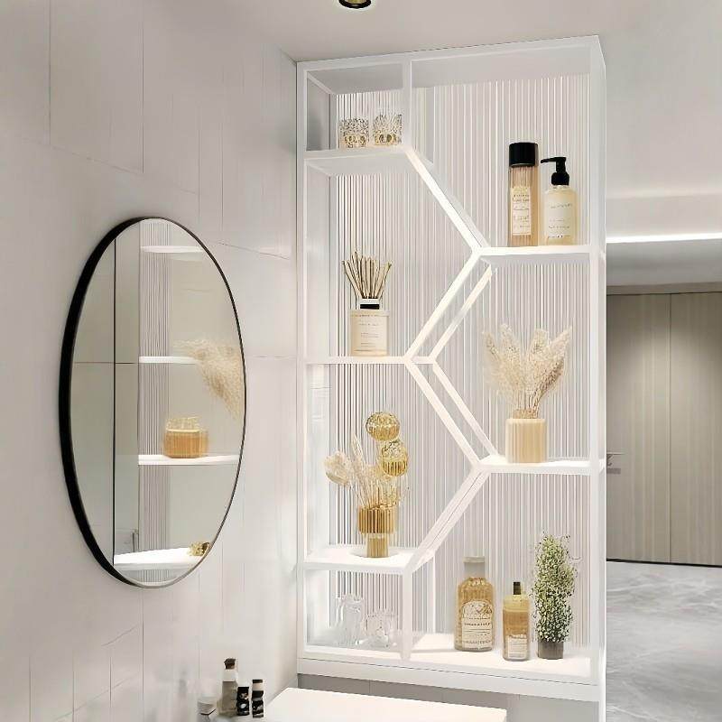 现代简约卫生间半墙屏风隔断客厅卧室办公室玻璃铁艺置物柜