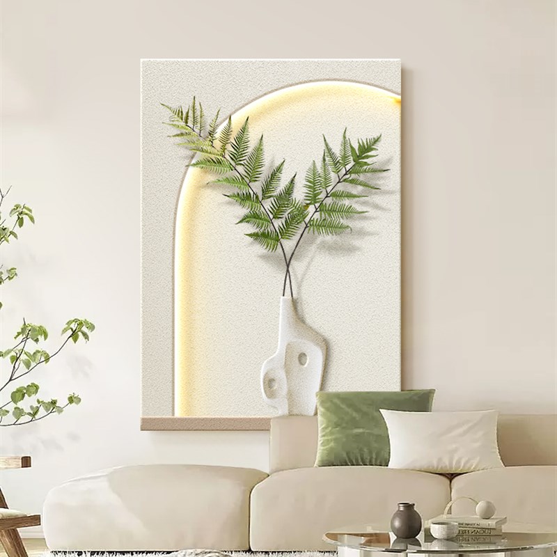 LED灯壁画玄关走廊装饰画客厅墙北欧简约诧寂风立体砂岩实物挂画图片