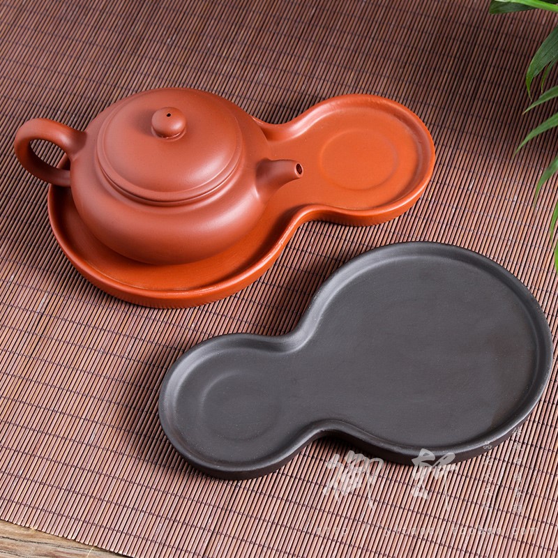 竹官紫砂壶垫盘单层紫砂底座葫芦托朱泥小茶盘功夫汤茶具茶壶