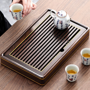 黑檀实木茶盘家用简约小型简易茶台一人储水茶海茶具托盘沥水干泡