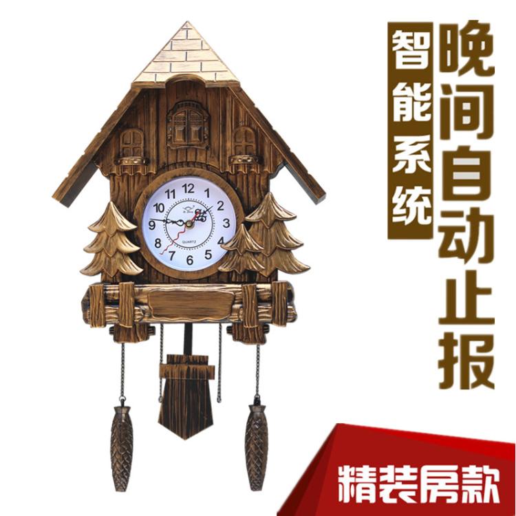 欧式布谷鸟挂钟创意壁挂钟音乐田园整点报时客厅儿童房咕咕钟钟表