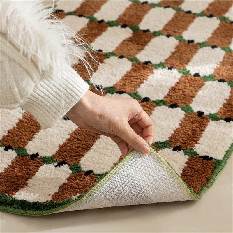 中古风棋盘格浴室脚垫复古卫生间门垫加厚吸水防滑地毯房间装饰垫,居家布艺,地毯,淘宝优惠券,粉丝福利购,淘宝优惠卷