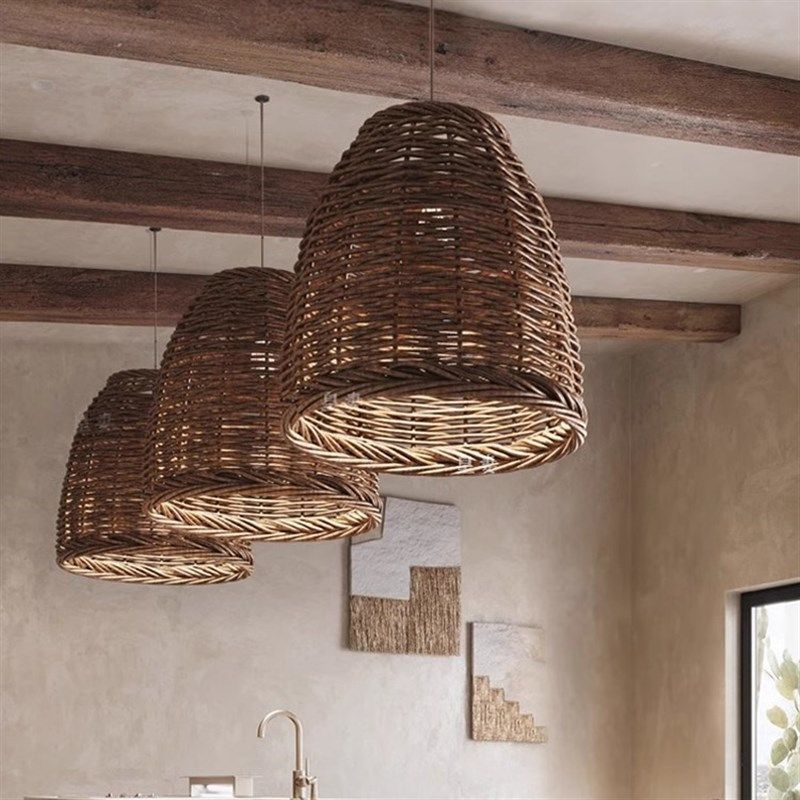 侘寂风吊灯中古禅意茶室餐厅民宿火锅店客厅日式复古藤编餐饮灯,家装灯饰光源,酒店/宴会厅/餐饮吊灯,淘宝优惠券,粉丝福利购,淘宝优惠卷