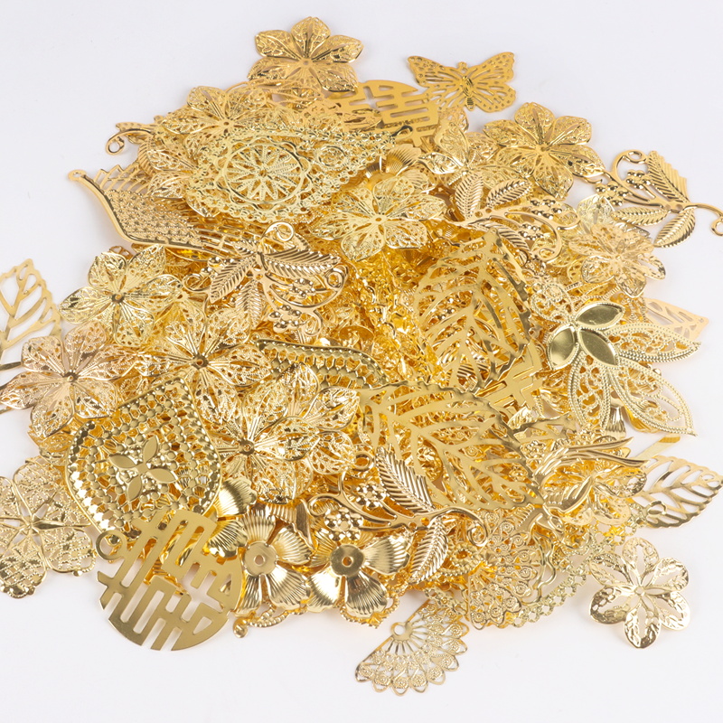 Diy饰品配件金属花片迷你花片手工团扇古风头饰发簪发夹材料包