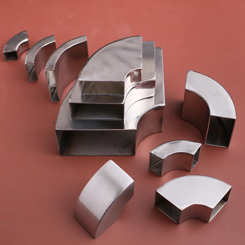 不锈钢方弯头90度焊接白钢铁长短方管扁管矩形展柜框支架转换接头