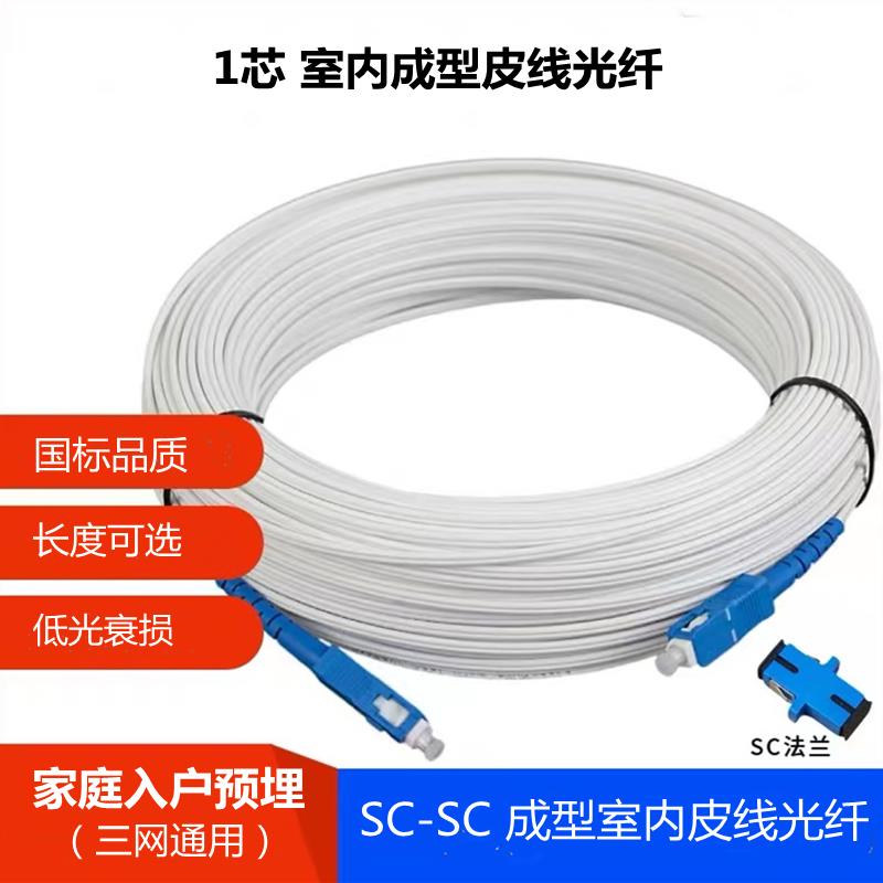 皮线光纤跳线1芯带头单模家装预埋入户网络光纤线成品50米60米80