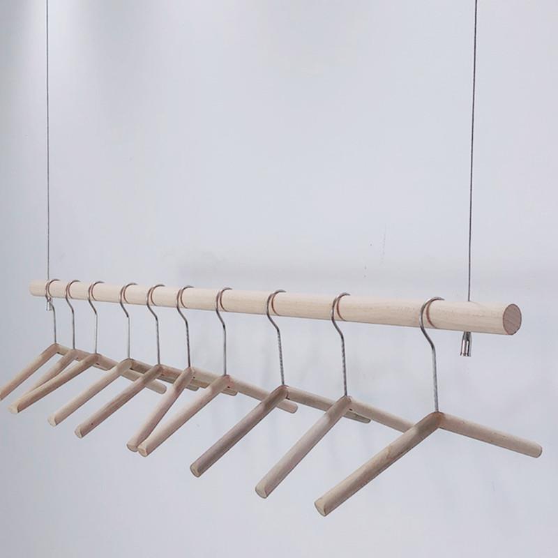 服装店展示架挂衣架女装店橱窗吊架悬挂吊杆童装店榉木实木上墙架