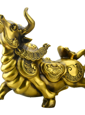 铜牛摆件黄铜大号华尔街牛气冲天牛抬头客厅办公室工艺品摆设