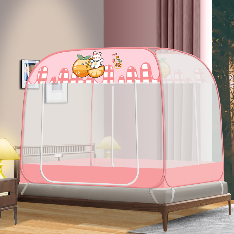蒙古包蚊帐免安装加密防摔儿童双门家用1.21.5.8米床宿舍折叠纹帐