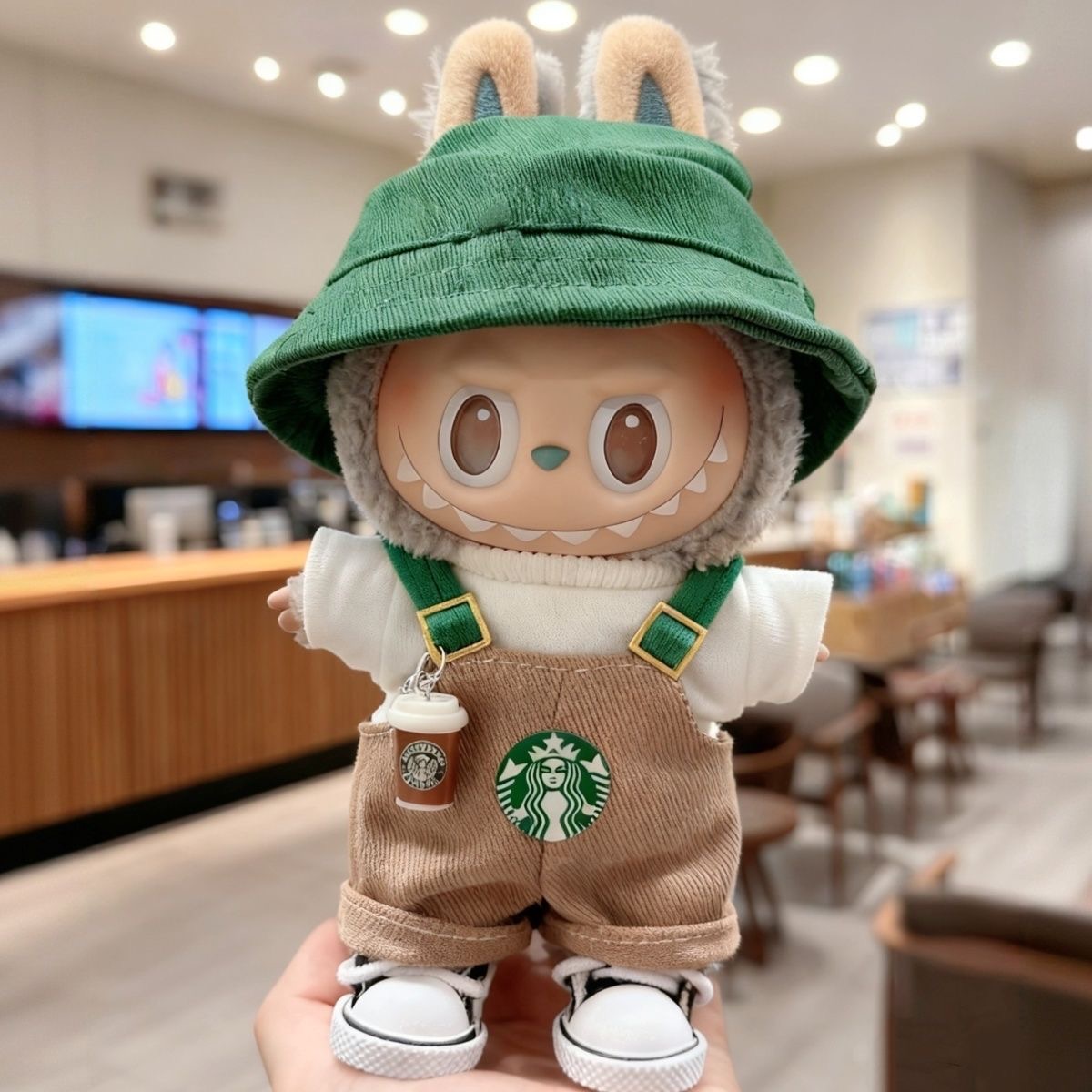 「星巴K工作服」17cm labubu拉布布娃衣一二三代搪胶公仔替换套装