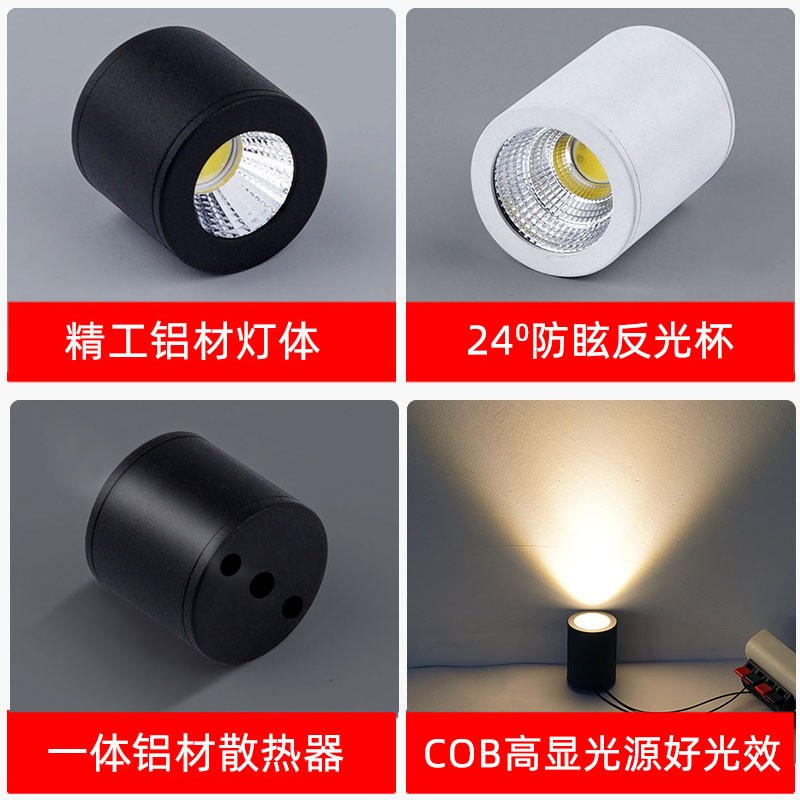 黑色led明装迷你防眩小射灯cob微型吸顶3W5W瓦免开孔超小天花筒灯