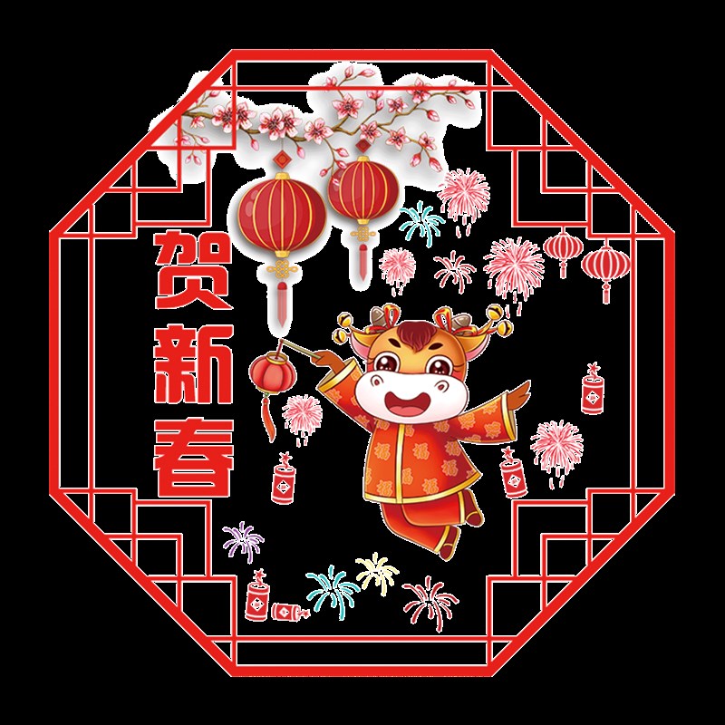 牛年春节剪纸窗花商场橱窗装饰玻璃贴纸静电客厅新款生肖创意贴画图片