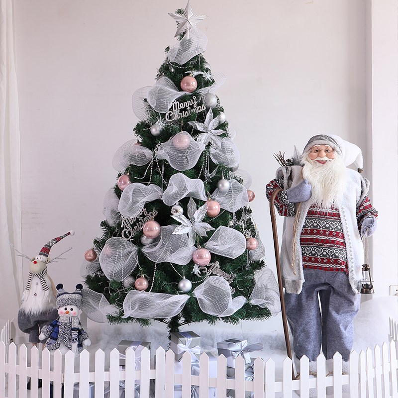 圣诞树场景摆件圣诞老人公仔橱窗迎宾圣诞节装饰娃娃1米大号道具