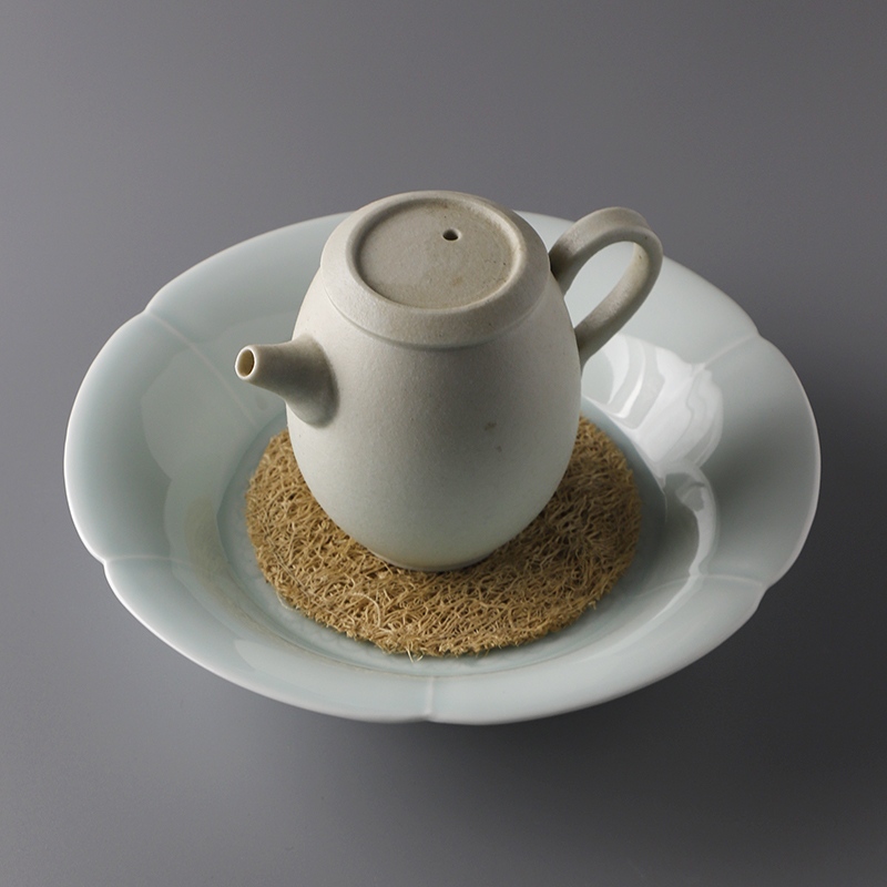 景德镇湖田窑影青壶承茶道配件中式青瓷餐具点心盘茶点盘清供果盘