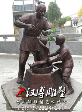 玻璃钢铸铜雕塑民俗小品雕塑磨剪子人物雕塑城市广场定制景观雕塑