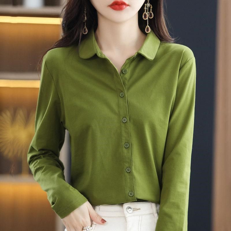 春秋t恤洋气精梳棉衬衣女波点长袖百搭棉线衬衫纯棉全棉小衫上衣,女装/女士精品,衬衫,淘宝优惠券,粉丝福利购,淘宝优惠卷