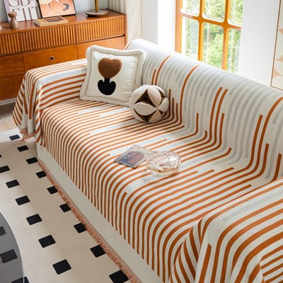 沙发盖巾高级感四季通用三位贵妃一整张靠背防猫抓全包万能套罩垫