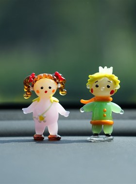 淄博琉璃手作双马尾蝴蝶结女孩车载桌面小摆件治愈装饰品生日礼物