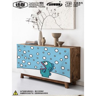 墙纸背景墙挂布卧室 丑鱼汉顿儿童卧室房间橱柜壁橱隔断遮挡帘