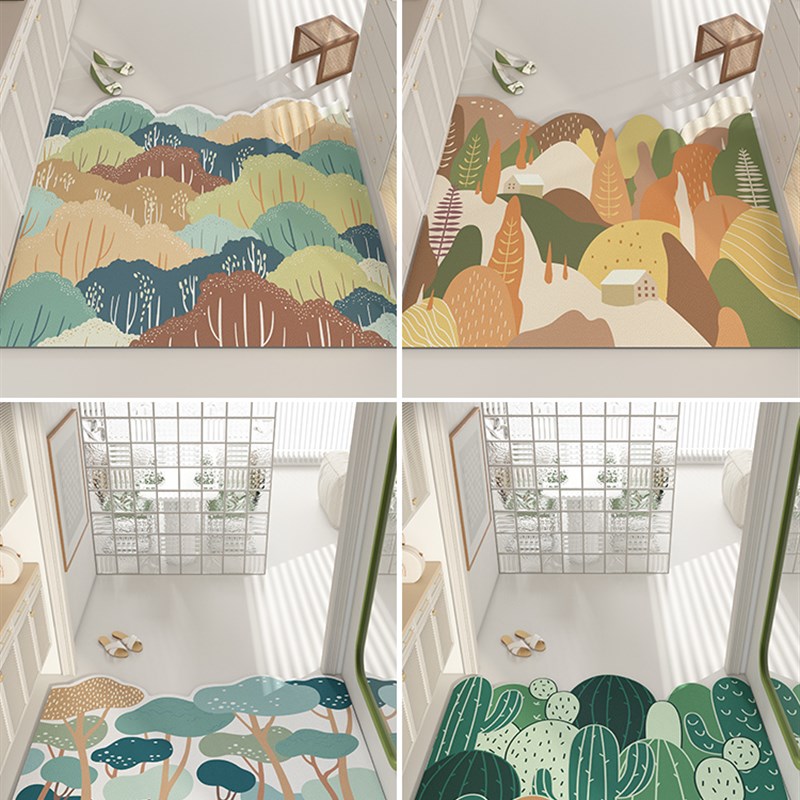 可擦免洗进门地垫大门口入户门脚垫绿植皮革pvc玄关门垫门前地毯