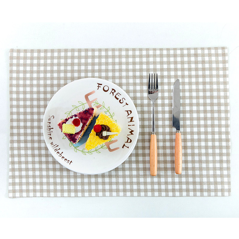 日式简约卡其格子餐垫布艺桌垫西餐家居垫碗垫隔热防烫垫盘子杯垫,居家布艺,餐垫,淘宝优惠券,粉丝福利购,淘宝优惠卷