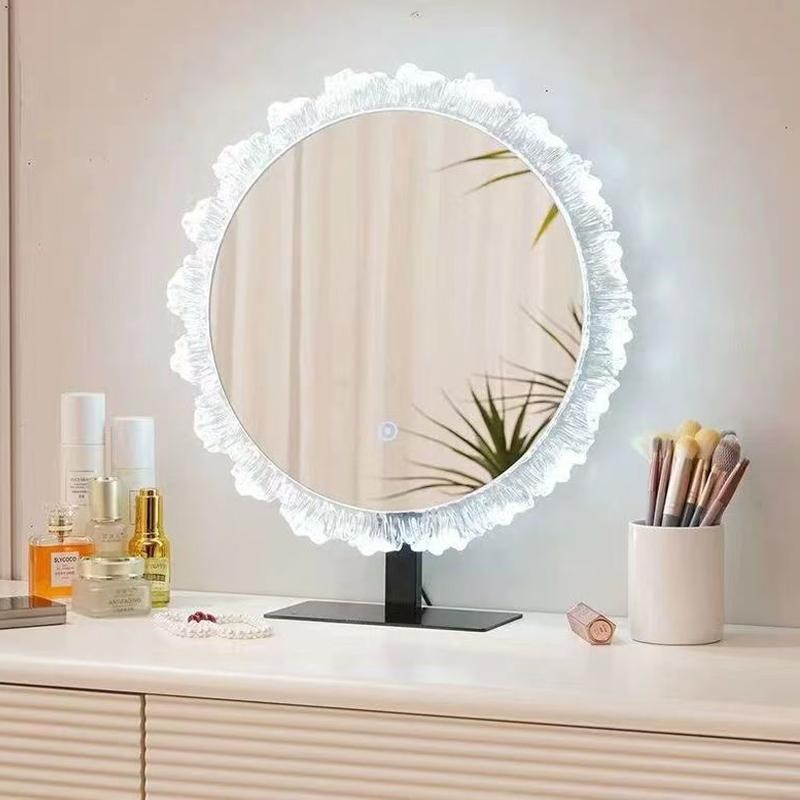 化妆镜带灯网红亚克力台式桌面梳妆台镜卧室led可发光智能补光镜