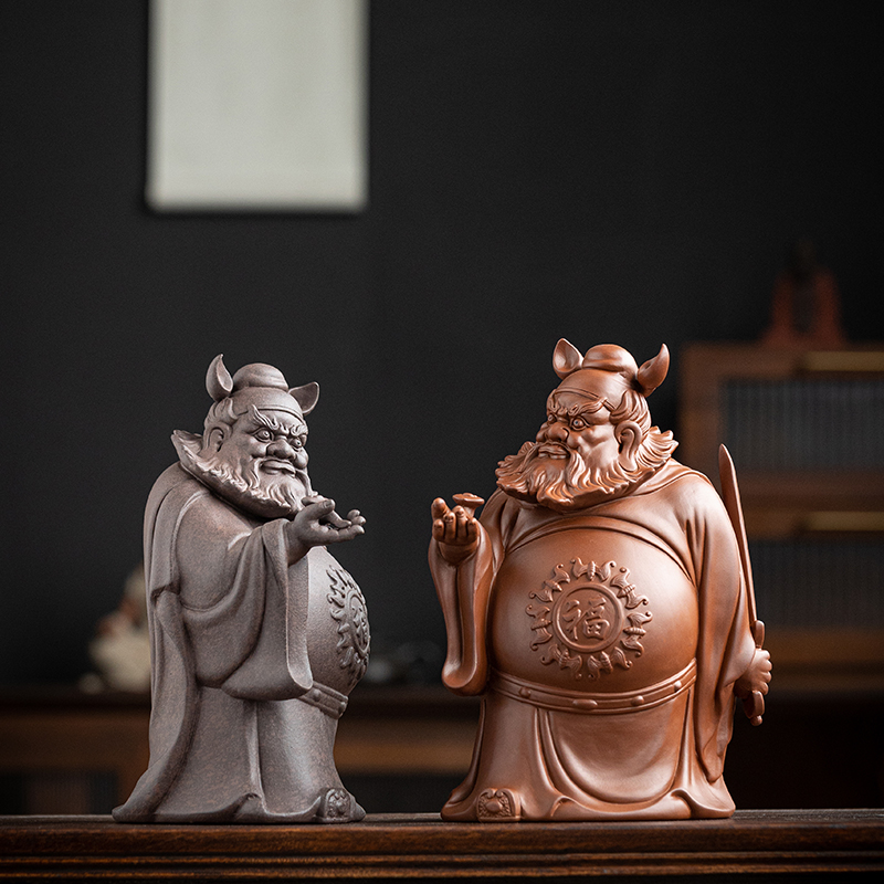 钟馗天师摆件大号家用客厅玄关办公室桌面装饰禅意陶瓷人物工艺礼