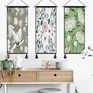饰画餐厅卧室壁毯北欧风 抽象花朵挂毯文艺植物挂画布艺客厅玄关装