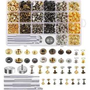 工具 400套4款 按扣紧固件套装 皮革铆钉孔眼芝加哥装 订螺丝带安装