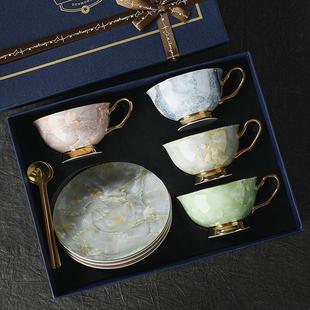 欧式 下午茶具杯碟礼盒 骨瓷咖啡杯套装 高档精致轻奢高级感小众英式