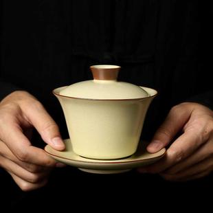 汝窑开片三才悬停盖碗手工家用陶瓷泡茶碗敬茶碗高档功夫茶具