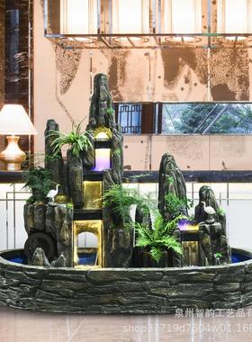 大型假山流水喷泉户外鱼池造景别墅庭院花园酒店公司阳台装饰摆件