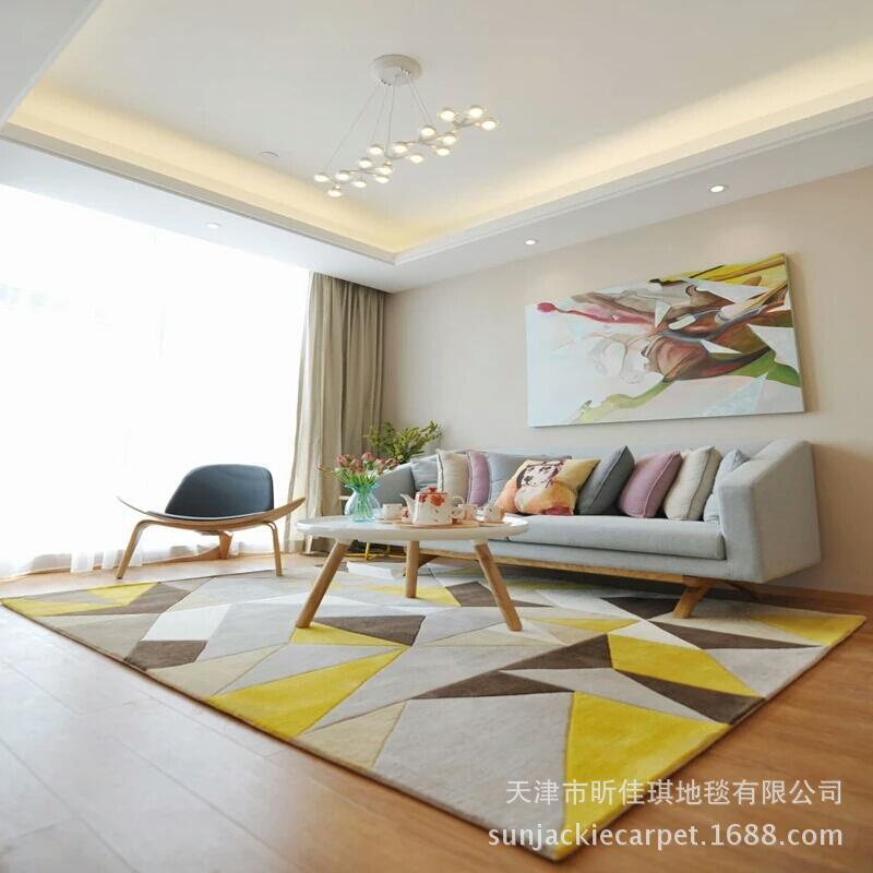 客厅地毯做家具家居卧室样板间茶几沙发手工枪刺腈纶地毯防滑