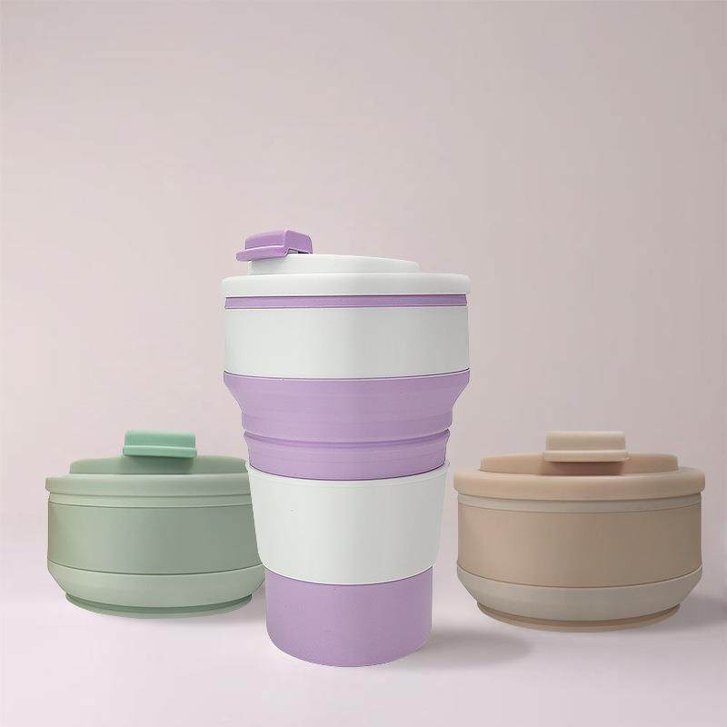 500毫升便携式折叠水杯 硅胶旅行创意漱口折叠杯 户外旅游马克杯