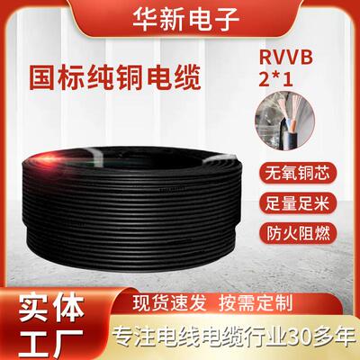 国标纯铜芯RVVB电源线2芯1平方扁平护套线家装电线线缆电缆线