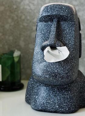 复活岛石像纸巾盒moai客厅搞怪鼻孔收纳摩艾纸巾抽纸盒餐桌面纸盒