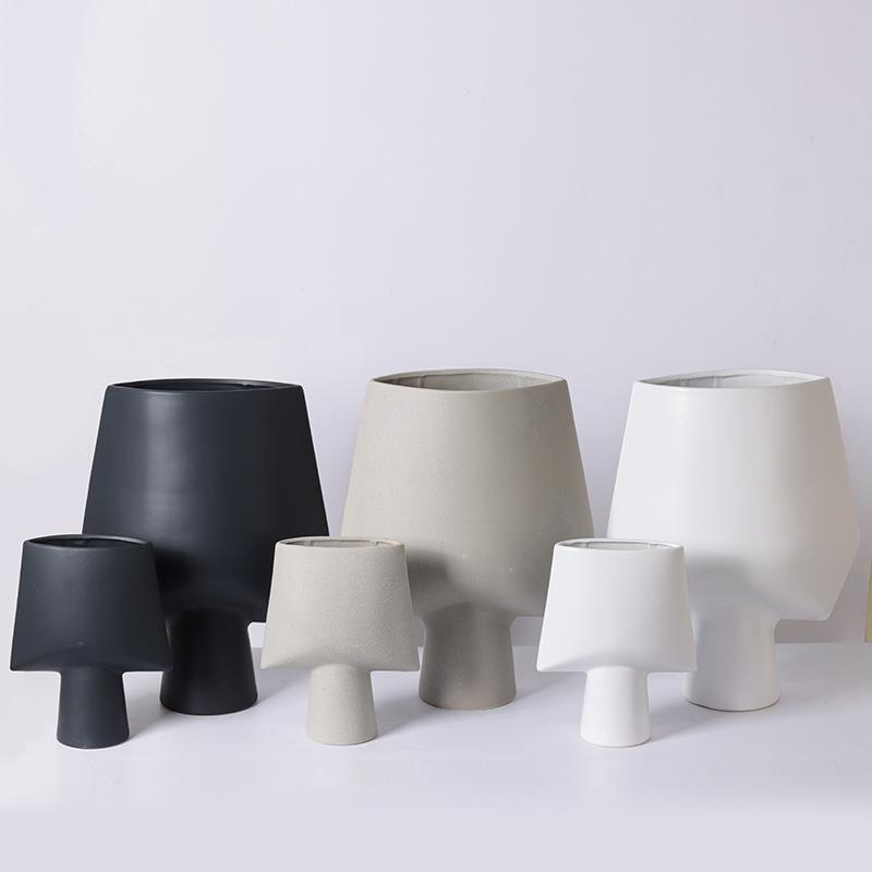侘寂风复古中古创意几何陶瓷工艺品花瓶花器摆件家居民宿软装饰品