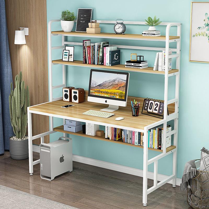 台式电脑桌书架组合一体桌家用儿童学习书桌卧室办公写字桌收纳架