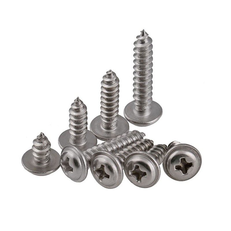 PWA镀镍十字圆头带垫k自攻螺丝M1.6M2.2M2.7M2.9*4x5x6x8x10x12x1