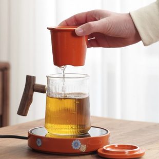 家用 玻璃杯带盖办公水杯办公室恒温杯子茶水分离泡茶杯过滤礼盒装