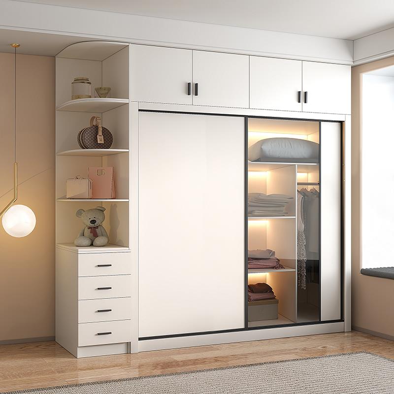 衣柜简约现代白色小户型玻璃衣柜热销榜推拉门衣柜家用卧室大衣橱