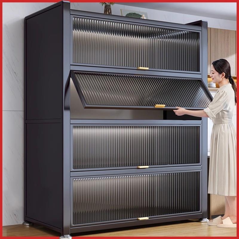 家用厨房微波炉收纳柜子多层落地置物柜家用锅碗餐多功能防尘橱柜