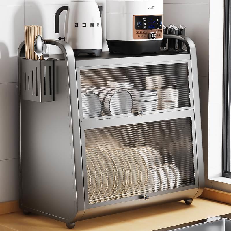 碗碟收纳架厨房置物架家用双层碗柜放碗盘沥水碗架碗筷餐具收纳盒