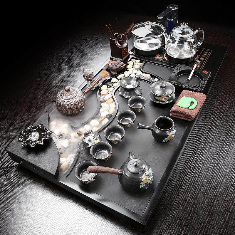 鹏丰整块流水雾化乌金石茶盘家用喝茶功夫茶具套装陶瓷紫砂全自动,餐饮具,茶盘,淘宝优惠券,粉丝福利购,淘宝优惠卷