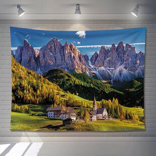 风景治愈墙布挂布遮丑装饰背景布床头卧室露营宿舍背景墙墙上画布